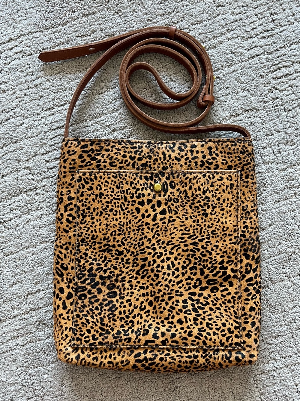 Madewell The Slim Brooklyn Crossbody Bag, Mini Leopard Calf Hair